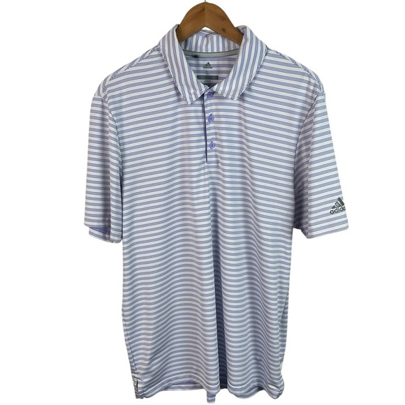 PO796 Men’s Adidas Golf Brand Performance Striped Stretch  Polo Shirt L - Picture 1 of 4